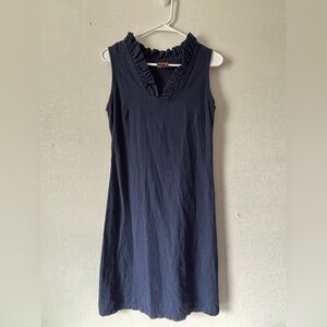 Haley | Navy Sleeveless Dress with Ruffle Neckline | Size 2